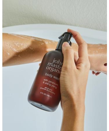 John Masters Organics Body Wash - Geranium & Ylang Ylang | Premium Organic Skincare | International Shipping Available - Buy Online on GoSupps.com
