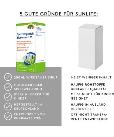 Buy Sunlife Spitzwegerich Cough Syrup 200ml - Natural Relief for Adults & Children - Ideal for Colds & Coughs - International Shipping Available - Buy Online on GoSupps.com