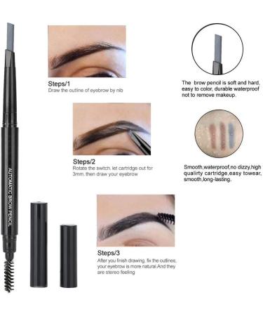 Eyebrow Pencils & Makeup with Brush Triangular Double Head Retractable Waterproof Long Lasting Eyebrow Pen(Dark Brown) - Buy Online on GoSupps.com