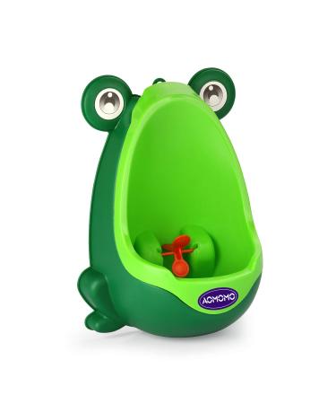 AOMOMO Frog Potty Training Urinal for Boys Toilet with Funny Aiming Target Green Blackish Green