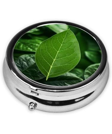 Green Leaf Nature Portable Metal Pill Box - Round Mini 3-Compartment Organizer for Small Pills | Travel-Friendly Design | Durable & Stylish Black - Buy Online on GoSupps.com