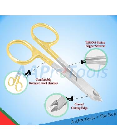 AAProTools 4 Gold Cuticle Scissor Nipper - Professional Grade Stainless Steel Cuticle Trimmer for Manicure Pedicure - Sharp Cuticle Remover for Travel - Buy Online on GoSupps.com