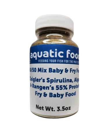 Aquatic Foods Inc. 50/50 Mix of Spirulina/Algae Powder and Rangen's Soft Moist 55% Protein Koi & Tropical Fish Fry Floating Food...3.5oz Bottle 3.5 Ounce (Pack of 1)