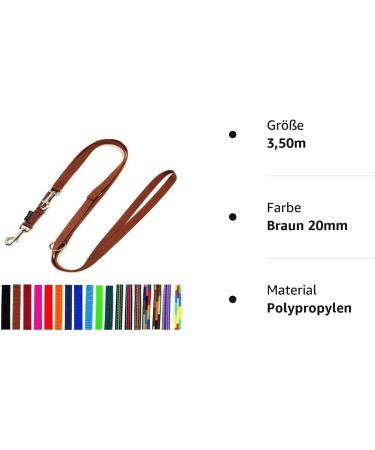 Adjustable Double Dog Leash for Large Dogs - 3.50m Brown | Durable 20mm Design for Comfort & Control - Buy Online on GoSupps.com