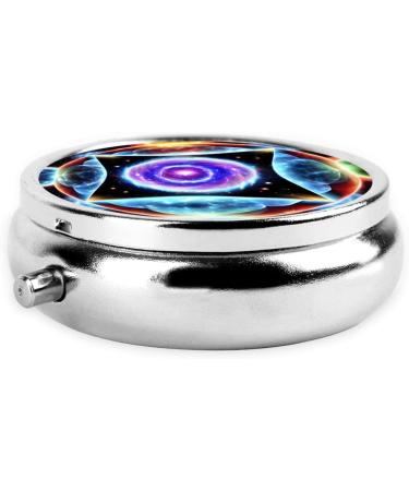 Cosmic Stars Round Pill Box | Portable 3 Compartment Organizer for Travel & Purse - Buy Online on GoSupps.com