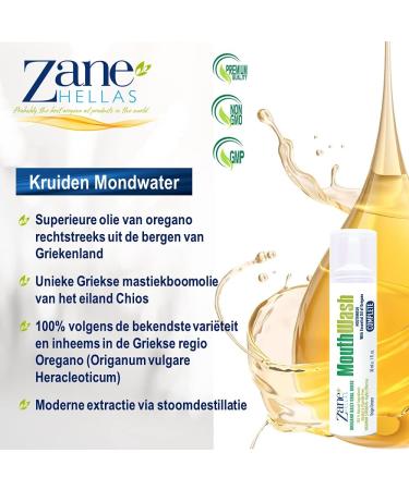 Zane Hellas Mouthwash Oral rinse with Oregano Oil Power Ideal for gingivitis plaque dry mouth and bad breath Alcohol and fluoride free 100 herbal solution 2 fl oz 60 ml - Buy Online on GoSupps.com