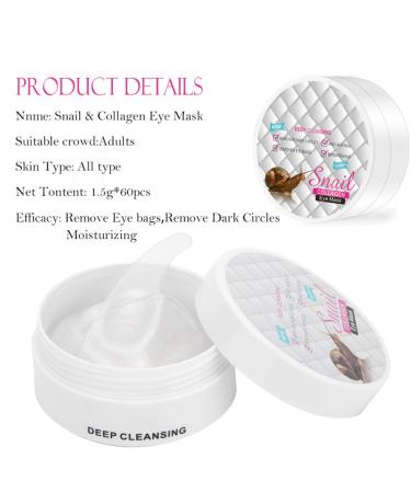 60 Pcs Snail Collagen Eye Patches Deep Moisture Dark Circle & Swelling Reducer | Calming Eye Flaps for Radiant Skin - Buy Online on GoSupps.com