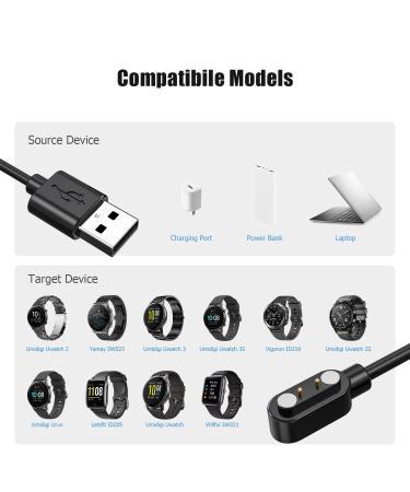 Smart Watch Charger for YAMAY VeryFitPro 2-Pack 3.3-Feet Replacement Magnetic Watch USB Charging Cable Cord for SW021 SW023 Letsfit ID205L ID205U ID205S SW025 Uwatch 3S 3 2 2S - Buy Online on GoSupps.com
