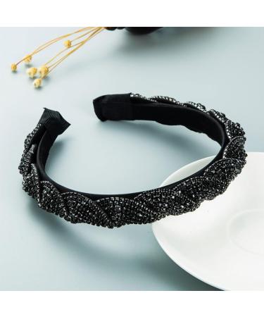 scicent Black Headband Fashion Padded Hair Band Rhinestone Headbands Crystal Head Band Wedding Hair Accessories for Women Girls Hair Decoration for Daily Wearing Make Up Party - 26803 - Buy Online on GoSupps.com