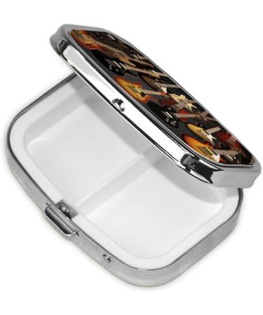 Shop Guitars Printing 2 Compartment Pill Case | Cute Travel Pill Box Organizer for Pocket & Gifts - Buy Online on GoSupps.com
