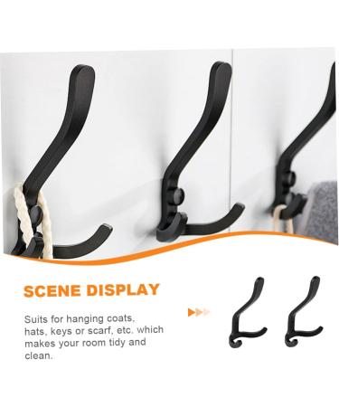 STOBAZA 2pcs Hook up Wall Hooks for Coats Hat Hooks Double Prong Hook Aluminum Hooks Child Clothing Cupboard 11X6X4CM Black - Buy Online on GoSupps.com