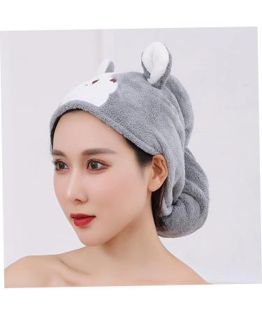 WOONEKY Cartoon Dry Hair Cap Makeup Washcloths Girl Hat Water Absorbent Hat Bath Water Absorbent Drying Hat Makeup Hairband Bath Hat Hair Bonnet Coral Fleece Hair Dry Hat Thicken Headband Grey Grey 60x21cm - Buy Online on GoSupps.com