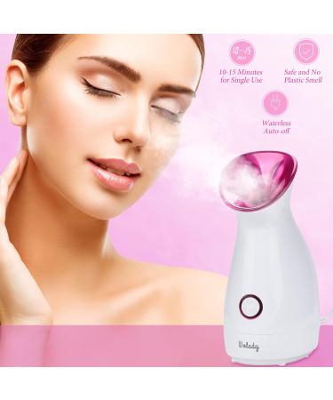 Facial Steamer SPA Sauna Face Humidifier Wolady Home Sauna Steamer Nano Ionic Warm Mist Humidifier Steamer with Stainless Steel Skin Kit for Pores Cleanse Clear Blackheads Acne Skin Cares (Middle) Pink - Buy Online on GoSupps.com