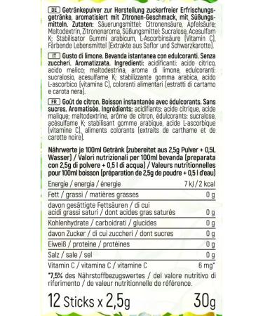 Intick Sugar-Free Instant Lemon Drink | 12 x 0.5-1L | Vegan Low-Calorie Vitamin C Flavored Beverage Powder - Buy Online on GoSupps.com