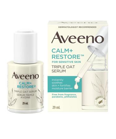 Aveeno Calm + Restore Triple Oat Hydrating Face Serum for Sensitive Skin Gentle and Lightweight Facial Serum To Smooth and Fortify Skin Hypoallergenic Fragrance and Paraben-free 29 Milliliters