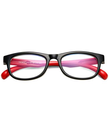 Blue Light Blocking Glasses for Kids, Girls Boys Anti Blue Ray Computer Eyeglasses for Age 2-13 A3 Black/Red
