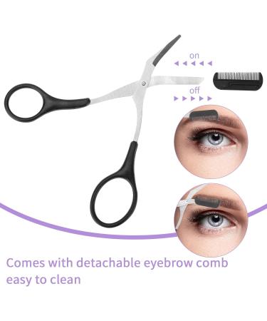 Precision Eyebrow Shears with Comb - Non-Slip Finger Handle Eyebrow Trimmer Scissors for Men & Women | 3 Pack Black - Buy Online on GoSupps.com