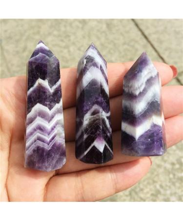 Natural Crystal 3pc Natural Fantasy Amethyst Crystal Wands Crystal Obelisk Polished Points 6 Faceted Full of Texture - Buy Online on GoSupps.com