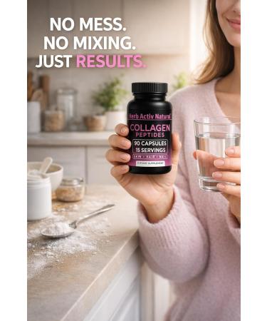 Herb Activ Natural Collagen Peptides Capsules - Bovine Source - Skin Hair Nail Support - 90 Capsules per Bottle - 15 Servings - Pack of 2 - Buy Online on GoSupps.com