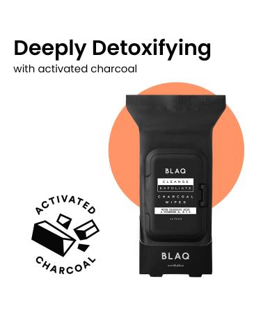 BLAQ Activated Charcoal Face Wipes | Dual Sided Cleansing & Exfoliating Wipes - 25 Count - Buy Online on GoSupps.com