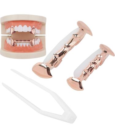 Hip Hop Teeth Reusable Copper Hip Hop False Teeth Set for Halloween Festival Teeth Decoration Brace with Easy Wearing and Remove (Rose Gold) - Buy Online on GoSupps.com