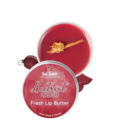 N-at H/abit Lip Balm Fresh Beetroot Crush 10gm Lip Butter With Desi Ghee & Raw Honey For Natural Pink Lips Nourishment Dark And Chapped Lips - (Pack of 1)