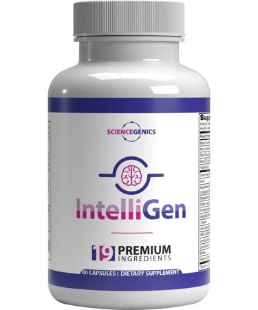 intelliGen Brain Booster Supplement for Focus, Memory, Clarity, Energy - Nootropic Neuro Support Focus Supplement with Bacopa Monnieri, Gingko Biloba, Huperzine A, DMAE, Rhodiola, Taurine, L-Theanine 1
