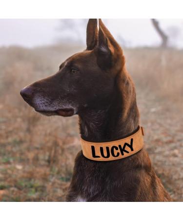 Personalized PU Leather Dog Collar for Medium Dogs | Stylish Comfortable & Durable | Suitable for Girls & Boys | Brown (Neck 33-41cm Width 3cm) - Buy Online on GoSupps.com