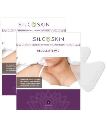 SilcSkin Decollette Pad to Correct & Prevent Chest Wrinkles from Sun, Aging, Side Sleeping, Reusable Self Adhesive Medical Grade Silicone, 2 Pads SilcSkin Decollette Pad, 2 pad