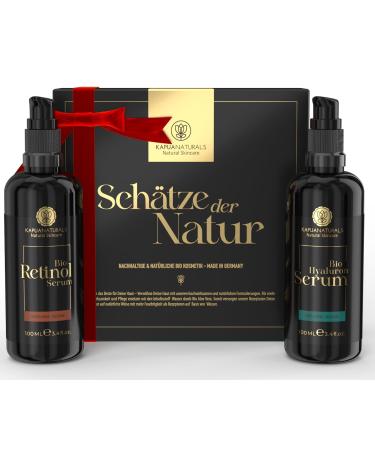 Organic Face Care Gift Box - 2x100 ml - Gifts for women - Vegan - Hyaluron&Retinol Serum - Women's Gift Box Women's Gifts - Girlfriend Gift - Valentine's Day Christmas Birthday