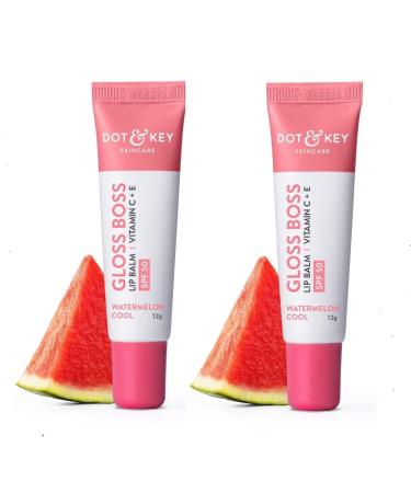 Dott & Key Gloss Boss Lip Balm SPF 50+ Vitamin C & E Watermelon 12g Pack of 2