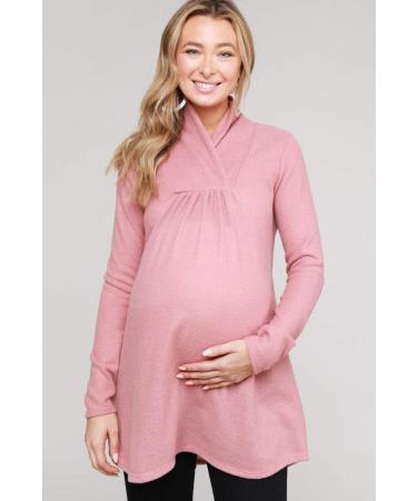 Bump Maternity Knit Sweater - High Neck Shawl Collar XL Mauve (Made in USA) - Buy Online on GoSupps.com