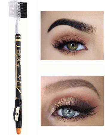Eyebrow Pencil Sweat-Proof Waterproof Eyebrow Pencil Portable 2 in 1 Waterproof Eyeliner Pencil Built-in Sharpener and Brush Fill Beard Gaps for Hairline Eyebrow Bread Black - Buy Online on GoSupps.com