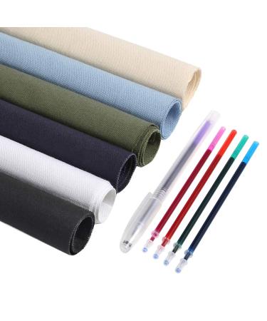 Caydo 6 Pieces Fabric for Embroidery  Including 6 Colors Embroidery Fabric 5 Colors Water-Soluble Pens for Embroidery Projects and Upholstery Decoration  11.8 by 11.8-Inch