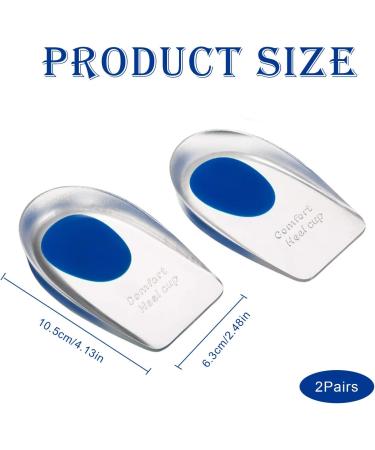 Silicone Blue Heel Cushion Pads (2 Pairs) - Plantar Fasciitis Relief & Heel Spur Pain Gel Cups - Buy Online on GoSupps.com