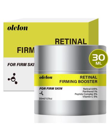 OLELON Retinal Shot Tightening Booster 30ml Anti-Wrinkle Firming Cream Pore Minimizing Skin Renewal with Retinal Vitamin C Panthenol & Peptide Complex Face Moisturizer Firmer Skin