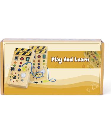 Hoarosall Montessori Busy Board with LED Light - Engaging Wooden Activity Toy for Babies & Kids (1-4 Years) - Ideal Motor Skills & Sensory Development - Buy Online on GoSupps.com