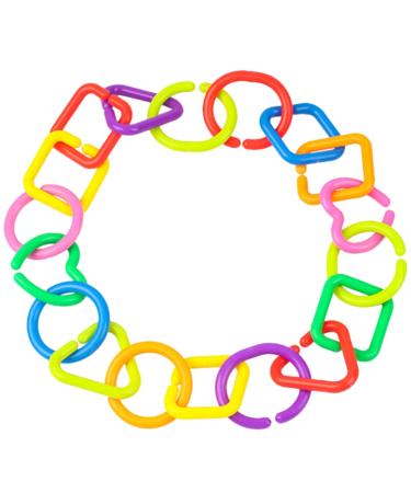 Aokwawaliy 35 pieces of geometric chain buckle sensory rings for babies toddlers baby rings Baby limbs baby members Natural connection rings toys
