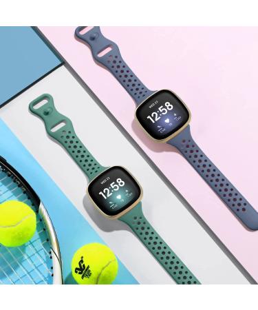 Laffav 4 Pack Slim Silicone Bands for Fitbit Versa 3/Sense, Large 7.3-9.1, Women Men Sport Wristband Replacement - Black/Pine Green/Purple/Blue Gray - Buy Online on GoSupps.com
