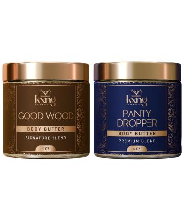 KXNG Cosmetics Shea Body Butter Cream Bundle 2 x 4oz | Organic Body Butter for Men & Women with Shea Cocoa Mango & Coconut Oil | Deep Moisturizing Cream for Hands Feet & All Skin Types