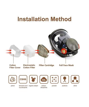Full Face Respir tor Reusable Gas Cover Organic Vapor Mask and Anti-fog dust-proof Face Cover Full Face Cover Protection for for painting mechanical polishing logging welding and other work protection - Buy Online on GoSupps.com