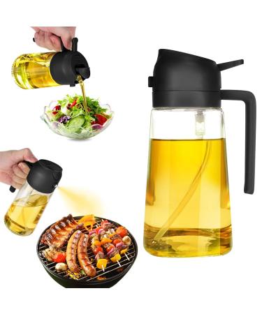 Cozifitgear Oil Dispenser Bottle for Kitchen-2 in 1 Olive Oil Dispenser and Oil Sprayer-Olive Oil Dispenser Bottle Oil Spray Bottle for Cooking Kitchen Salad Frying BBQ Air Fryer(16oz/470ml) Black