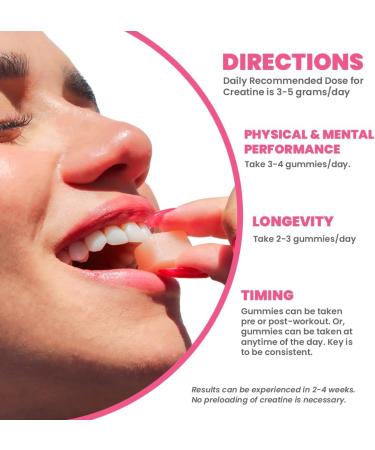 Creatine Monohydrate Gummies for Men & Women Real Fruit Gummy Supplement for Muscle Growth, Recovery, Longevity, Cognitive Health & Memory 90 Chews (90 Gummies, Watermelon) Watermelon 90 Count (Pack of 1) - Buy Online on GoSupps.com