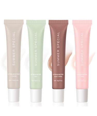 4 Pcs Summer Special Lip Butter Balm Special Lip Balm With Natural Ingredients of Shea Butter & Olive Butter Long-Lasting Hydrating Non-Sticky Lip Balm Soothes And Softens Dry Lips