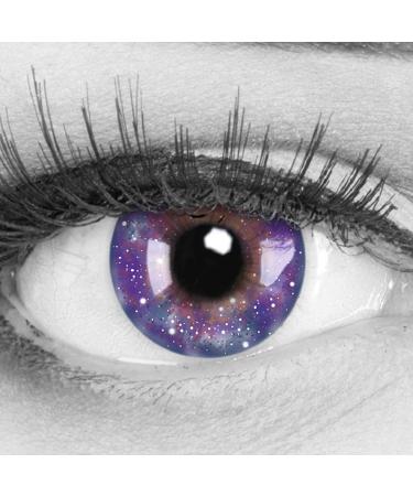 Colored contact lenses 1 pair of galaxy universe anime manga - highly covering - Heroes of Cosplay - annual lenses for costumes Halloween carnival carnival with free lentil container - without strength galaxy 1 piece (2 Pack)