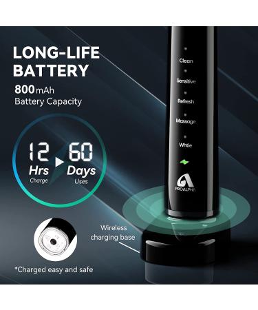 JTF Electric Toothbrush Set for Adults & Teens - 6 Brush Heads, Travel Case, 12H Charge, 2 Min Timer, 5 Modes - Black - Buy Online on GoSupps.com