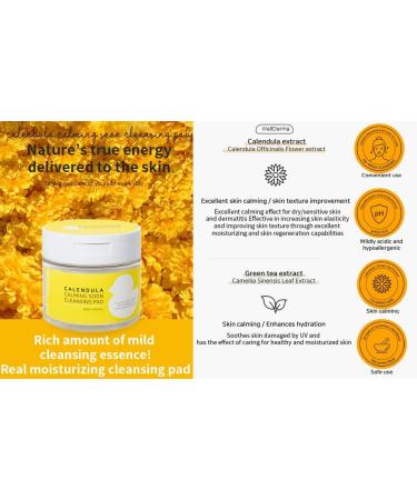 WellDerma Calendula Calming Cleansing Pads - 60 Sheets Toner & Essence for Face & Body | Soothing Skincare - Buy Online on GoSupps.com