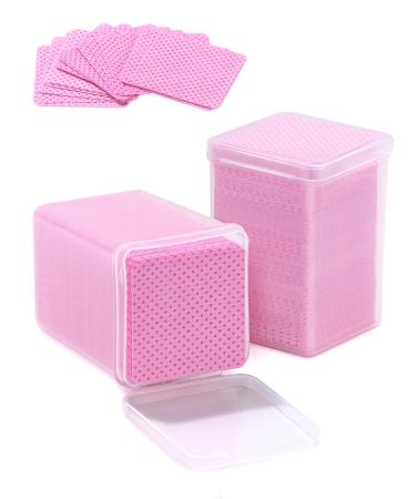 TEOYALL Lint Free Nail Wipes 400 PCS Non-Woven Fabric Nail Cleaning Pads Pink Lash Extensions Glue Cleaning Wipes Nail Salon Supplies (400 PCS) 400 PCS Pink