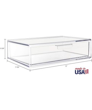 STORi Audrey Clear Plastic Organizer Drawer for Vanity | Stackable Makeup Organization for Cosmetics and Beauty Supplies | Made in USA - Buy Online on GoSupps.com