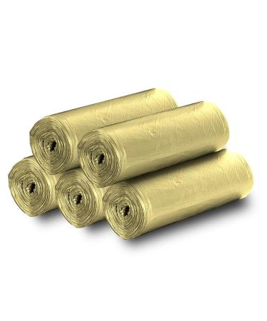 5 Rolls Small Trash Garbage Bags, 4 Gallon Strong Thin Material Disposable Kitchen Garbage Bags, Durable Plastic Trash Bags for Office Home Bedroom Garden Waste Bin, 100 Counts (Golden)